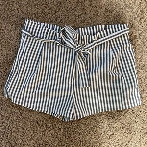 Striped paper bag shorts